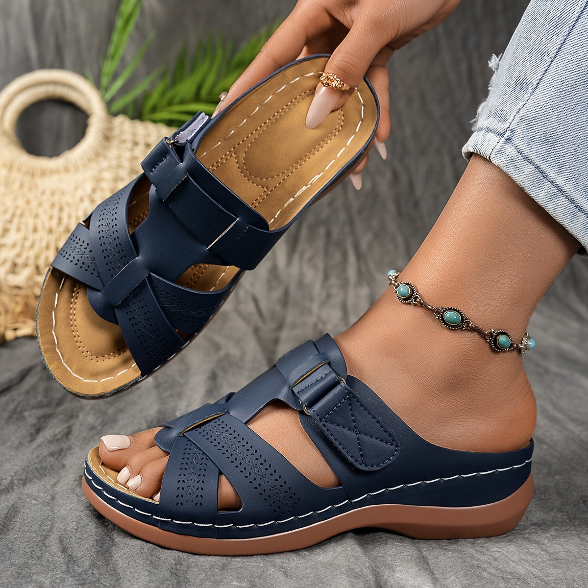 【Tallas 35-43】Sandalias de cuero genuino de alta calidad, diseño de suela gruesa, ✅️suaves y antideslizantes, ✅️elegantes y versátiles