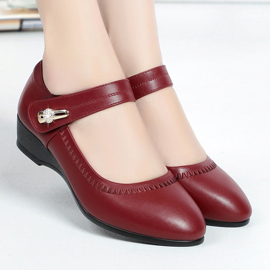 🔥🎉【Tallas 35-41】Zapatos de piel suave, suela blanda, tacón de cuña antideslizante, un imprescindible para las mamás.