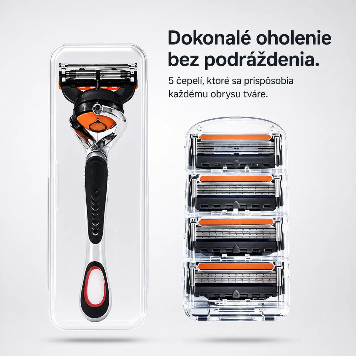 Náhradná sada pánskych žiletiek + stojan – s ultra ostrými čepeľami z nehrdzavejúcej ocele pre hladké holenie.