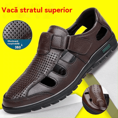 🌴👞【39-44】Sandale ușoare, casual, din piele naturală, respirabile, pentru bărbați, vara 2025, noi