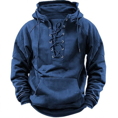 🔥🎉【S-3XL】Nowa męska luźna bluza z kapturem, retro ściągacz, jednolity kolor, swobodny