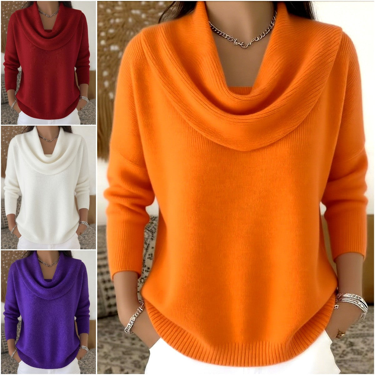 🔥🌷【S-3XL】⛄✨2025 Jesień/Zima Nowe Popularne Modne Damskie Jednokolorowe Dzianiny