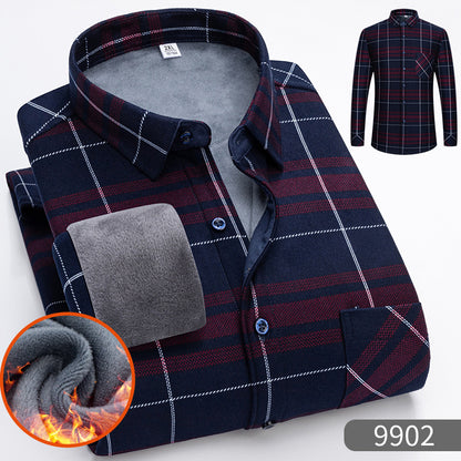 🔥👔【Разпродажба с ограничено време -50% отстъпка】Мъжка топла риза с поларена подплата за есен и зима