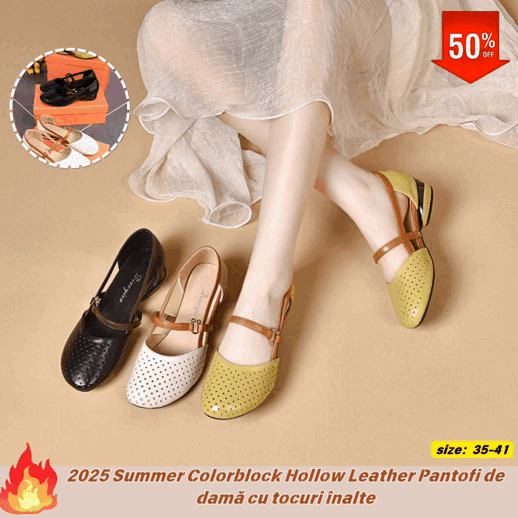 🔥🌴【35-41】Sandale de damă la modă, vara 2025, elegante, din piele naturală, toc mic, talpă moale