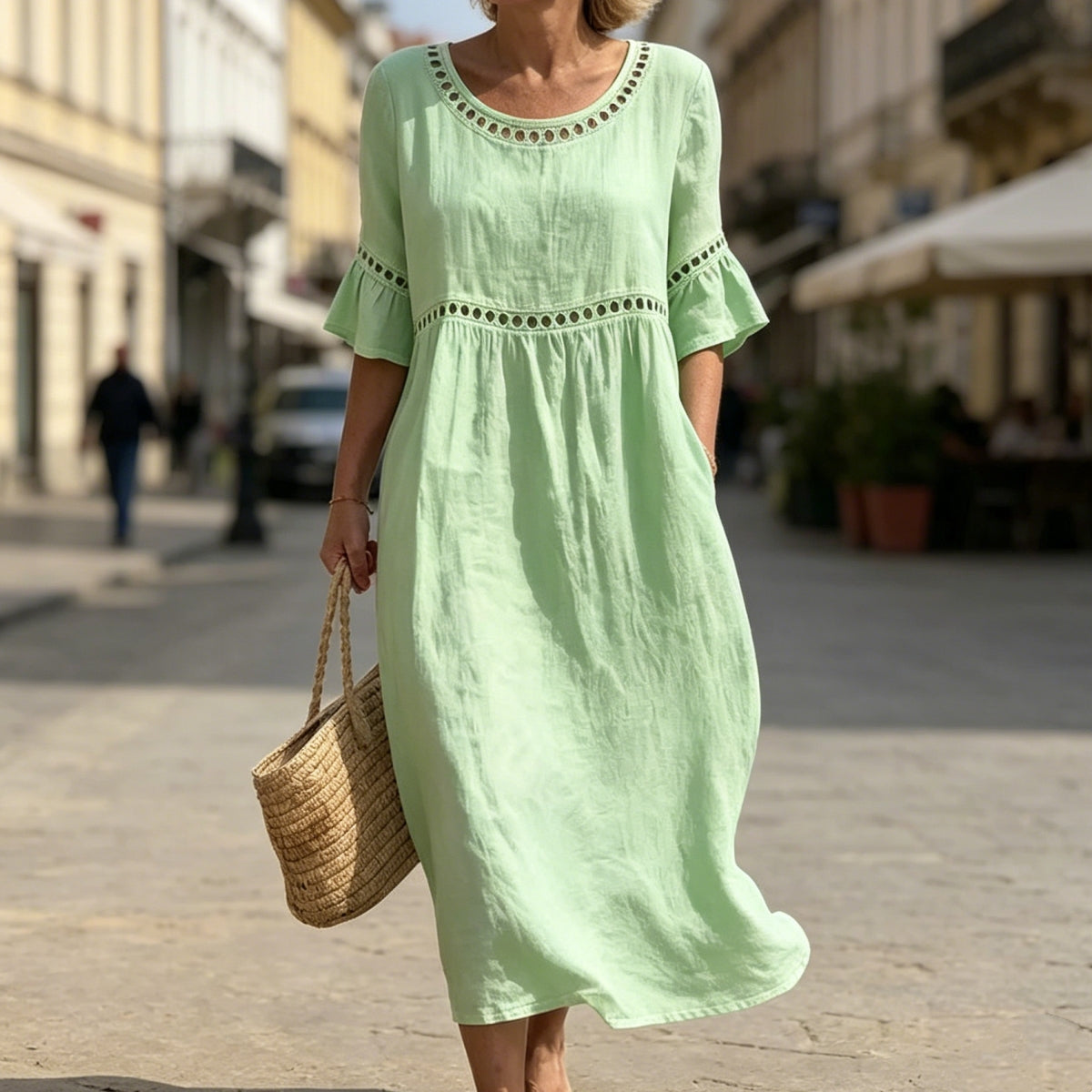 ✨🎉【S-3XL】Nuevo vestido de verano para mujer de algodón y lino, transpirable y suave, cómodo de llevar.