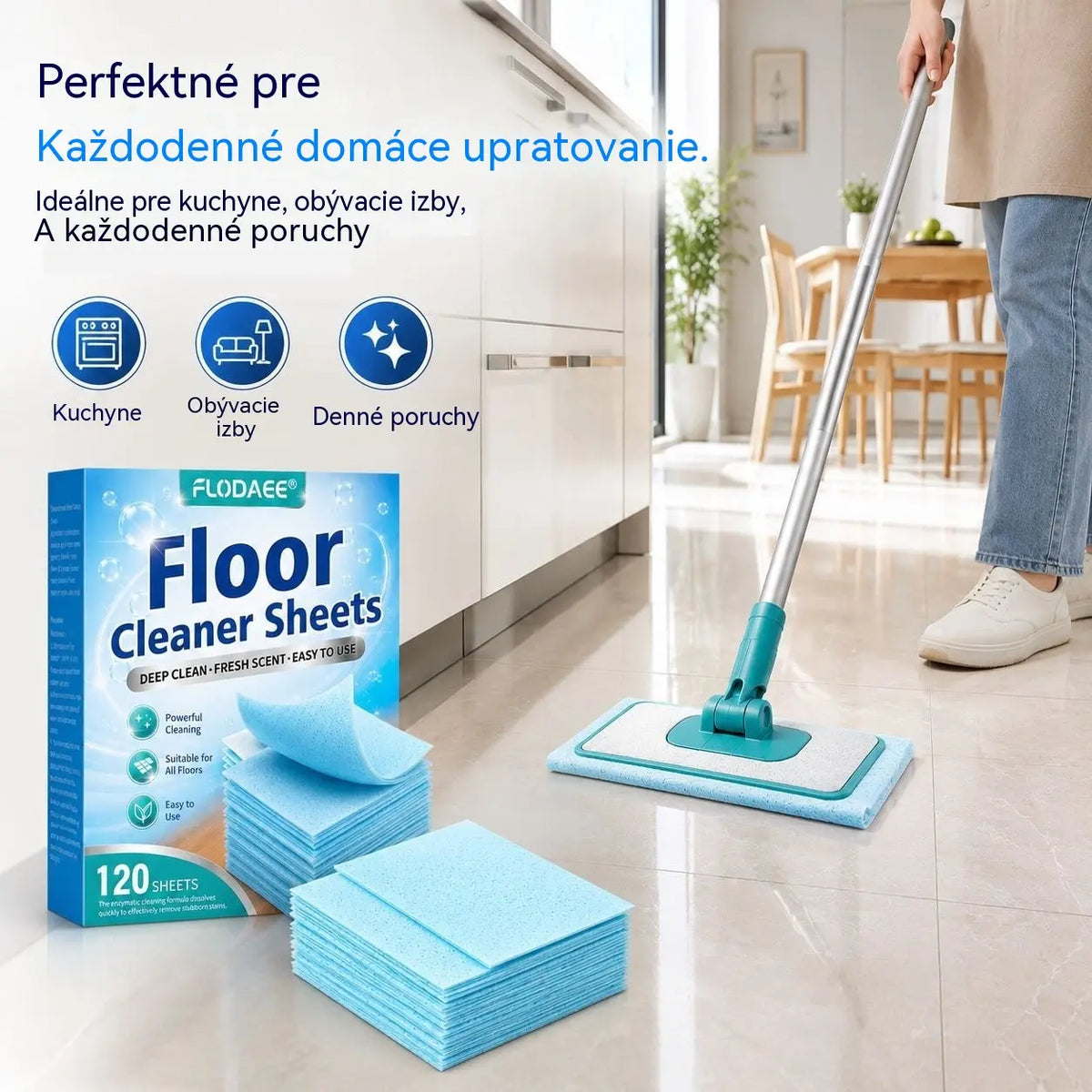 🔥【2 balenia/240 obrúskov】🥳 Najpredávanejší produkt✨ Vo vode rozpustné čistiace obrúsky na podlahy: Čistia a leštia podlahy🧹💧