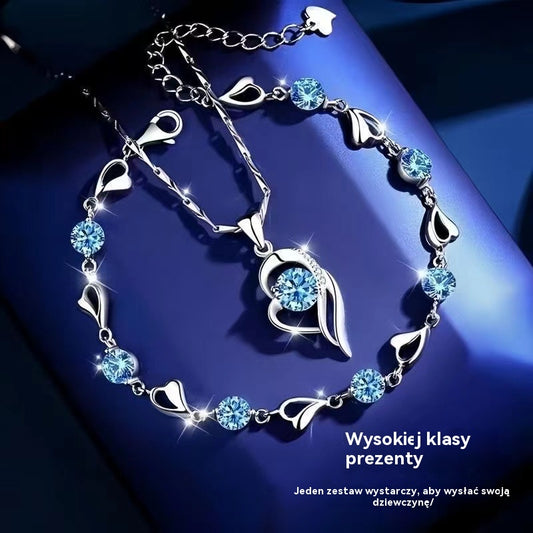 ✨💎💎Serce oceanu bransoletka + naszyjnik zestaw