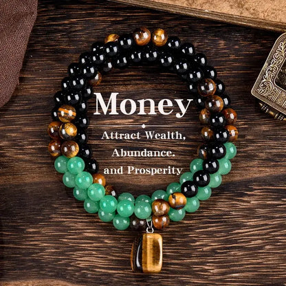 【¡Compra 1 y llévate 1 gratis!】✨(2 piezas) Collar para atraer dinero con colgante de aventurina verde y ojo de tigre