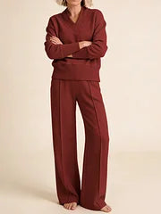 ✨🥰【M-5XL】Нов дамски комплект костюм | Плетена блуза с дълъг ръкав от две части