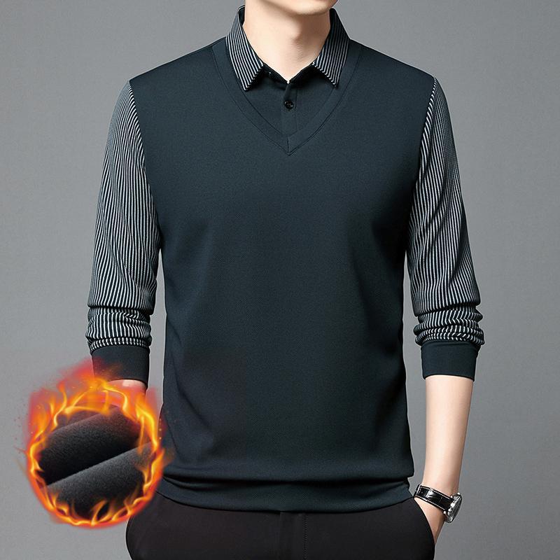 【50% popust】【M-4XL】Nova jesensko/zimska moška dvodelna poslovna srajca s flis podlogo in debelo imitacijo flisa