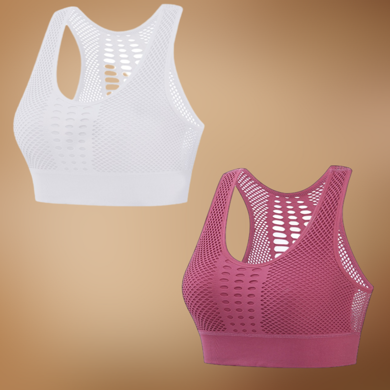 ✨【2 piezas】Sujetador deportivo transpirable con cortes y sin aros para mujer, talla grande 【M~3XL】