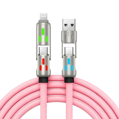 🔥 (2 metre dlhý) 4-v-1 PD 240W kábel – USB-C, Lightning a USB-A rýchle nabíjanie, hliník a silikón, synchronizácia dát ⚡📱