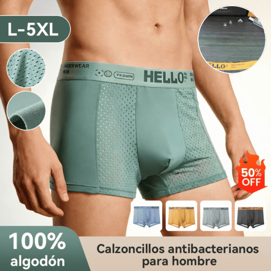 🔥【40-90 kg】🔥【Paquete de 4】Calzoncillos bóxer de malla transpirable de seda helada para hombre