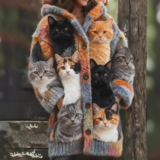 🔥🐾【Sleva 50 % po omezenou dobu】Dámská bunda s kapucí, stylová a roztomilá, se zvířecím potiskem🧥✨