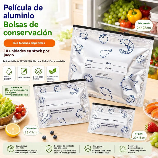 ✨🥩【Paquete de 20】Bolsas reutilizables y resellables de papel de aluminio para almacenar alimentos