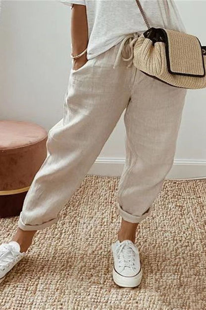 🌿🌈【S-3XL】Pantaloni noi de vară pentru femei, confortabili și respirabili, din bumbac și in, disponibili în mai multe culori. 