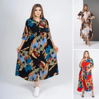 ✨🔥【S-5XL】Nowa letnia, luźna, swobodna sukienka z nadrukiem w dużym rozmiarze