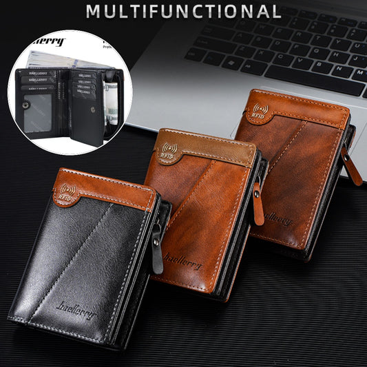 🔥😎【50% sleva✨】Nová luxusní pánská peněženka na zip v retro stylu s RFID ochranou proti krádeži.