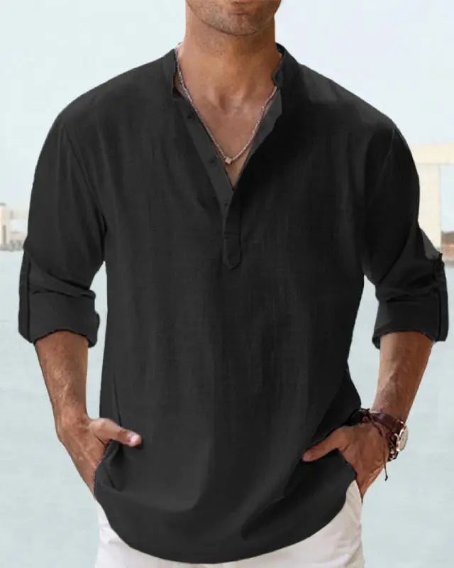 💥【S-5XL】Nueva camisa casual de algodón y lino para hombre, a la moda, ideal para el verano.