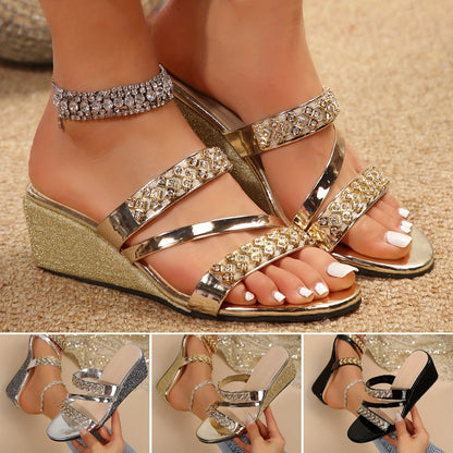 🔥✨【Ograničena količina】【36-42】✨🌈Nove modne, prekrasne sjajne ženske papuče s kristalima, elegantne i šarmantne