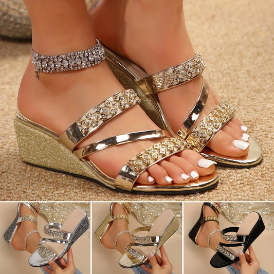 🔥✨【Ograničena količina】【36-42】✨🌈Nove modne, prekrasne sjajne ženske papuče s kristalima, elegantne i šarmantne