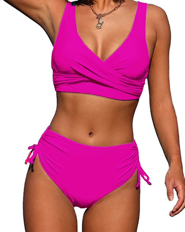 🏖️👙【Ofertă de produse noi】🌴【S-3XL】Costum de baie bikini pentru femei, vara 2025, culoare uni, uscare rapidă 