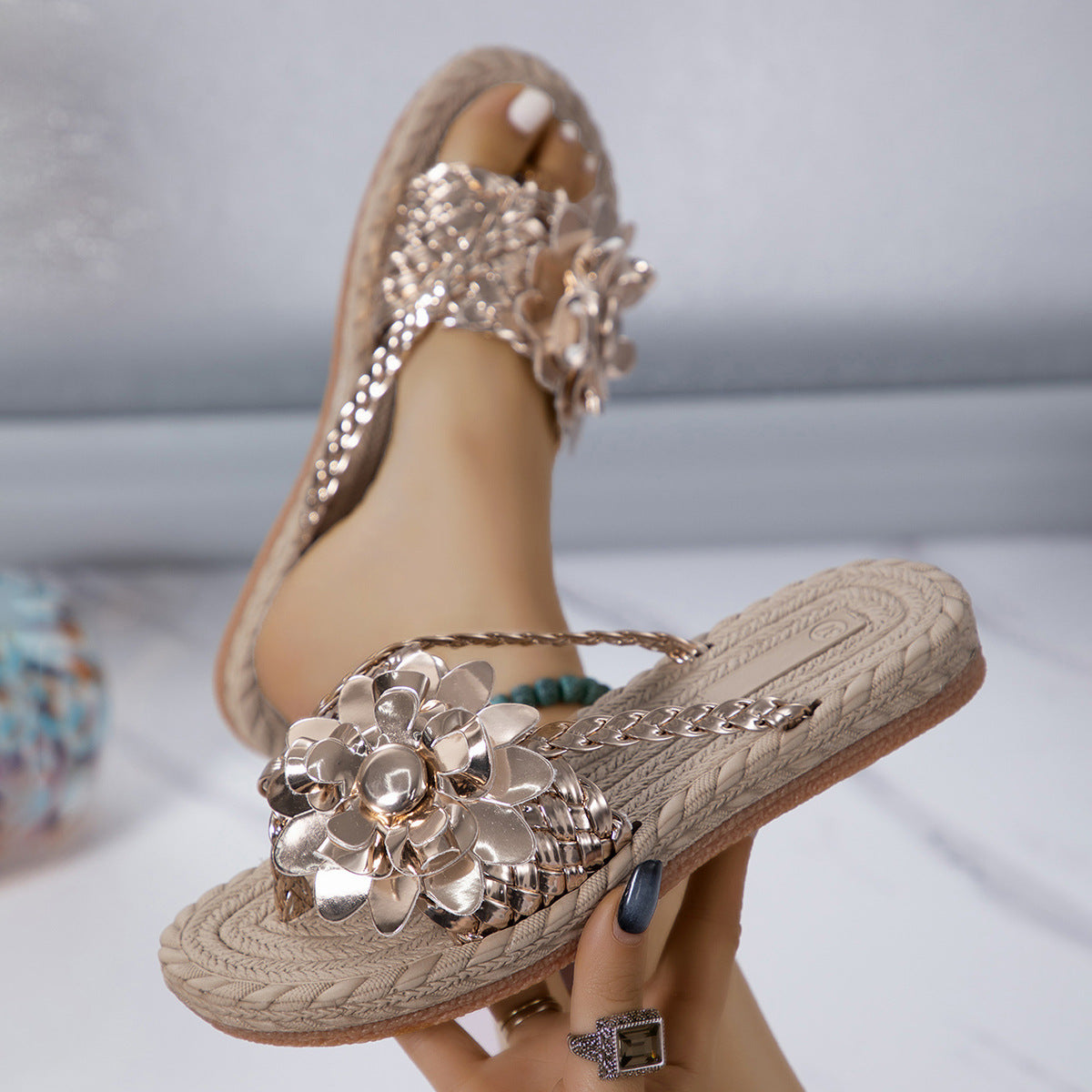 ✨🌈【36-43】🌴👣Vara 2025, pantofi de plajă casual pentru femei, papuci împletiți, la modă 