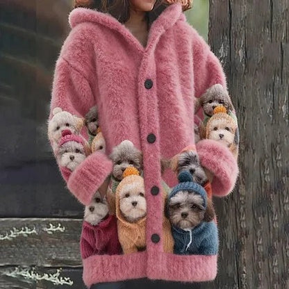 🔥🐾【Sleva 50 % po omezenou dobu】Dámská bunda s kapucí, stylová a roztomilá, se zvířecím potiskem🧥✨
