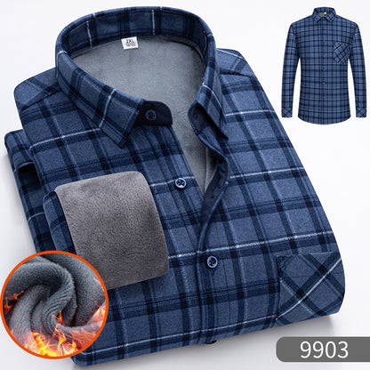 🔥👔【Разпродажба с ограничено време -50% отстъпка】Мъжка топла риза с поларена подплата за есен и зима