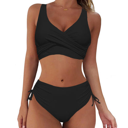🏖️👙【Ofertă de produse noi】🌴【S-3XL】Costum de baie bikini pentru femei, vara 2025, culoare uni, uscare rapidă 