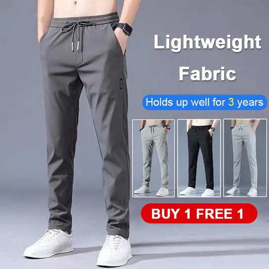 ✨🏄‍♂️【M-5XL】🔥Nuevos pantalones elásticos casuales de seda de hielo de verano para hombre, cómodos y frescos