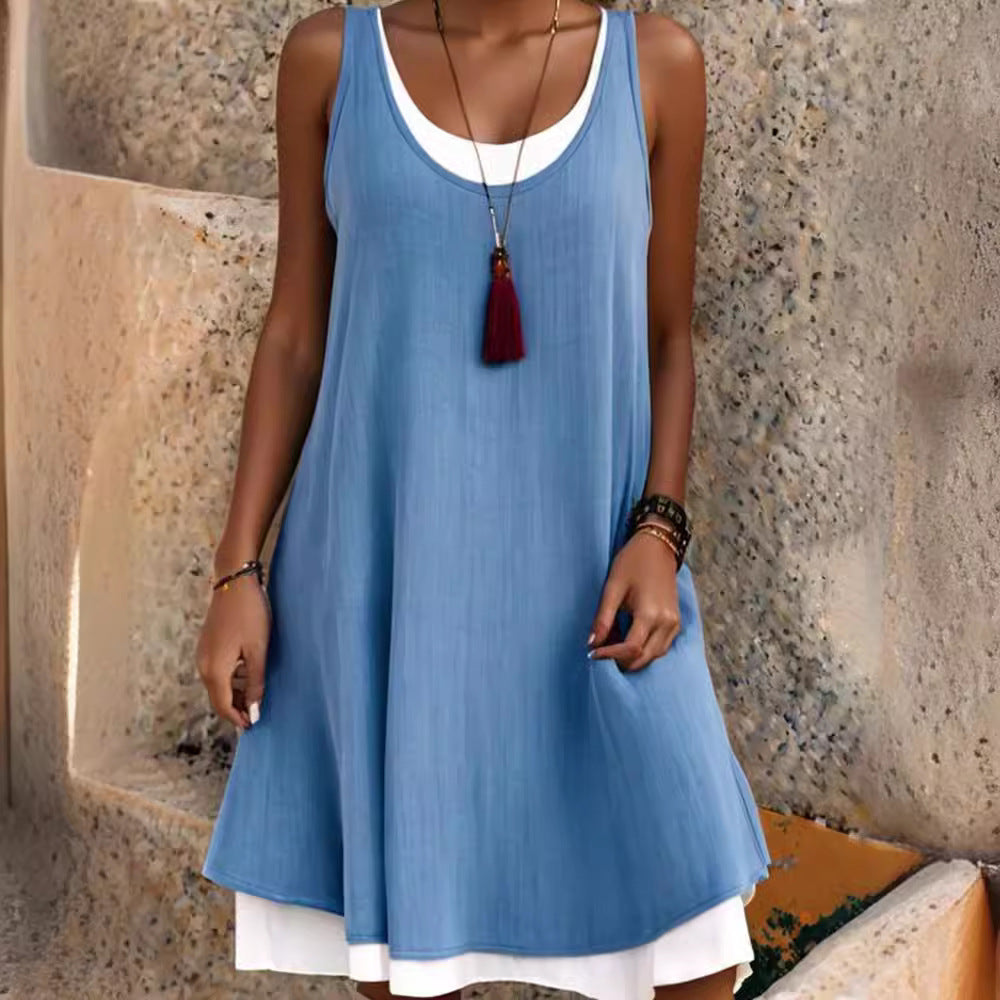 🌈✨【Summer New🔥】【S-5XL】2025 Summer New Fashion Simplu Casual Vestă largi Rochie fără mâneci 