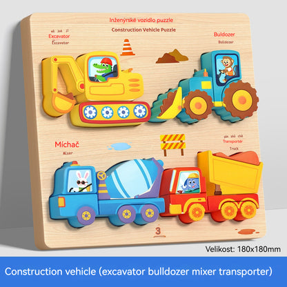 🧩✨【1 sada, 18x18 cm, 8 tém】Montessori 3D drevené puzzle pre deti 1–6 rokov – rozvoj logického myslenia a jemnej motoriky.
