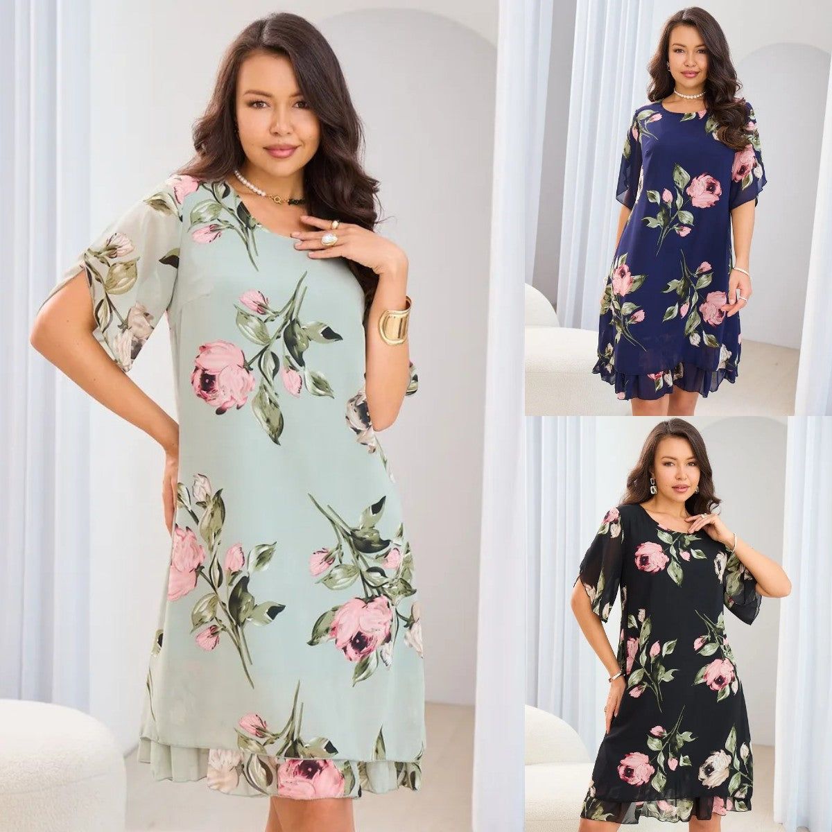 ✨💐【S-5XL】Rochie elegantă, casual, cu imprimeu, vara 2025, ușoară, confortabilă și respirabilă 