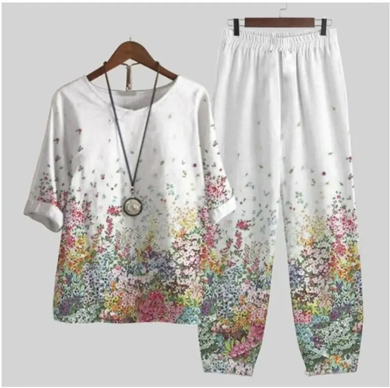🔥 Conjunto a juego para mujer (tallas S–5XL) | Top y pantalón estampados 2026 ✅ Pago contra entrega disponible