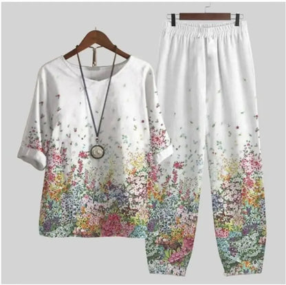 🔥 Conjunto a juego para mujer (tallas S–5XL) | Top y pantalón estampados 2026 ✅ Pago contra entrega disponible