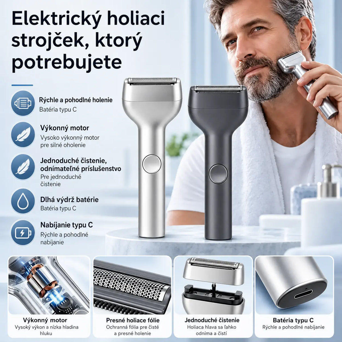 🎁 Novinka: ponuka za polovicu 💥⚡ Rozlúčte sa s podráždením pokožky pri holení! 🧔 Výkonný dobíjateľný elektrický holiaci strojček pre mužov.