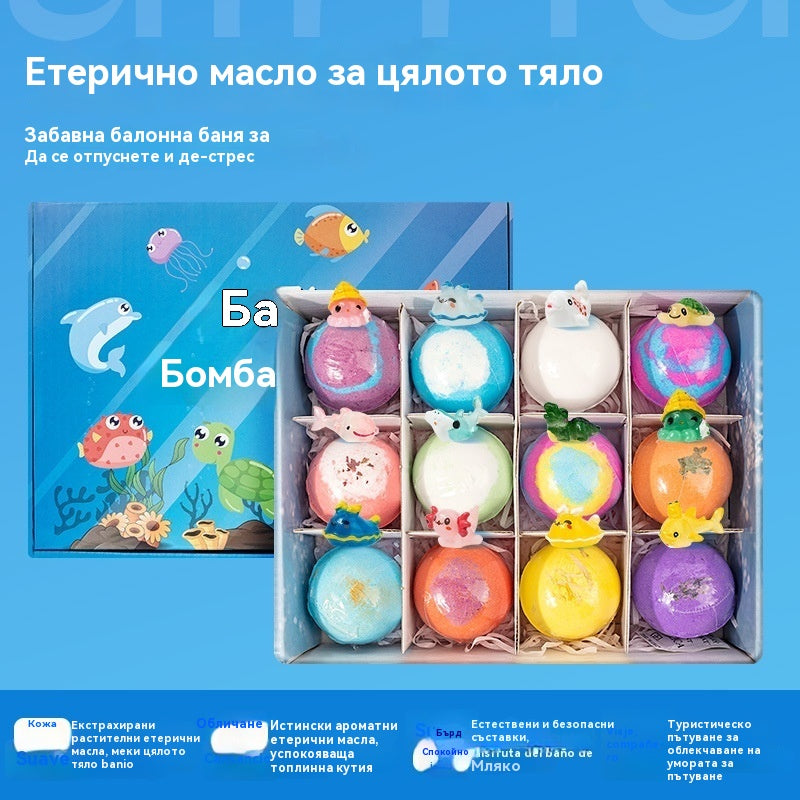 ✨🛀【Опаковка от 12 броя🔥】Топки сол за вана с форма на морски животни, подходящи за деца.