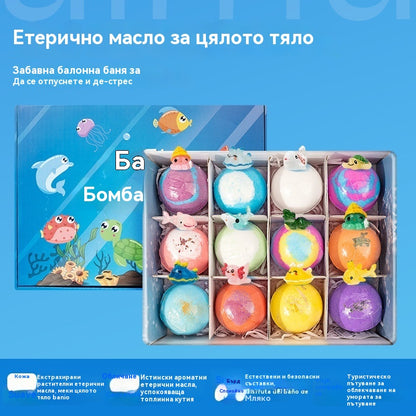 ✨🛀【Опаковка от 12 броя🔥】Топки сол за вана с форма на морски животни, подходящи за деца.