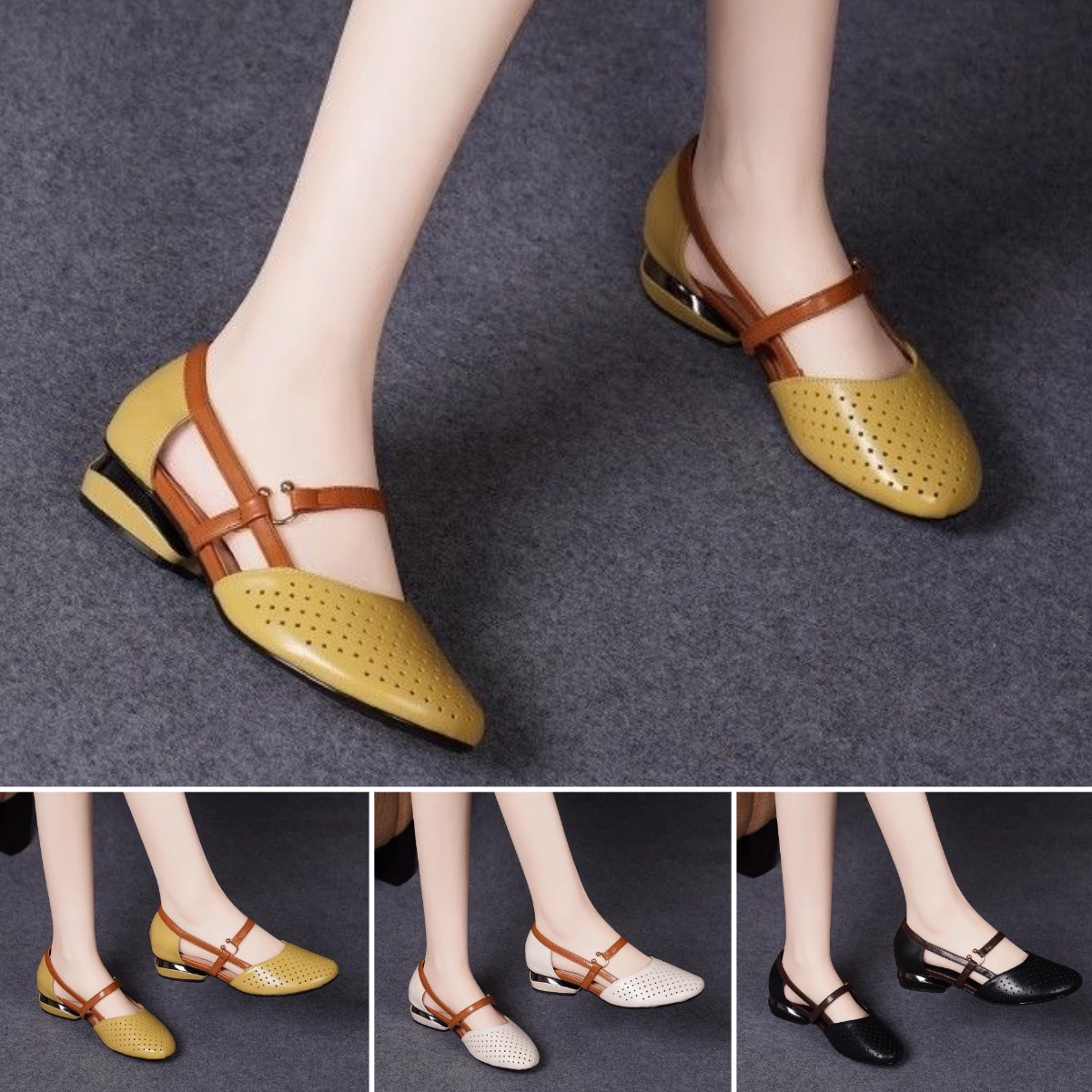 🔥🌴【35-41】Sandale de damă la modă, vara 2025, elegante, din piele naturală, toc mic, talpă moale