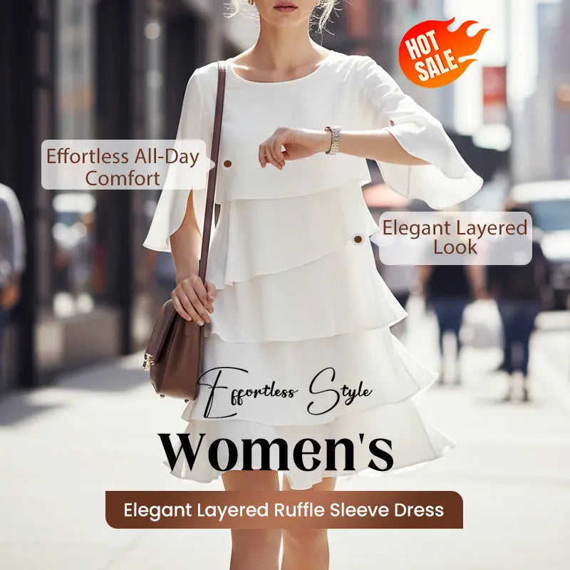 【S-3XL】Elegancka, wielowarstwowa sukienka z falbankami na mankietach, stylowa i wyrafinowana💃