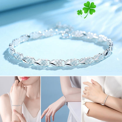 😀👉【Купете 1, вземете 1 безплатно!】💖🍀Абсолютно обожавам тази нова гривна от сребро 925 с четирилистна детелина, толкова е стилна! 【30% отстъпка】