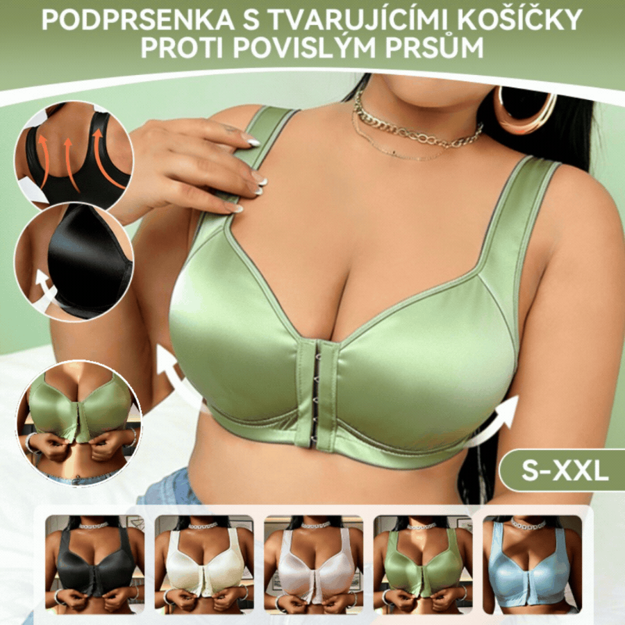 😍👙【Пакет от 3 броя】【40-100 кг】Дамски сутиен без банели push-up за големи размери с предно закопчаване и противоувисване
