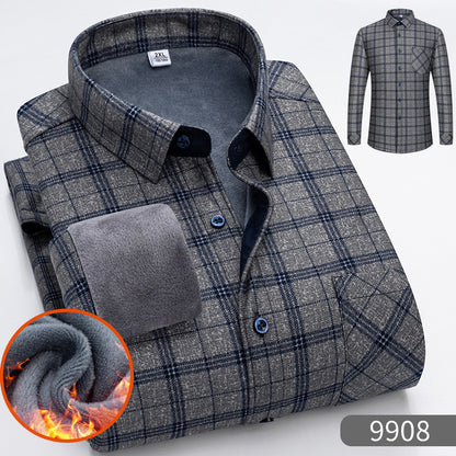 🔥👔【Разпродажба с ограничено време -50% отстъпка】Мъжка топла риза с поларена подплата за есен и зима