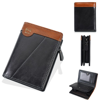 🔥😎【50% sleva✨】Nová luxusní pánská peněženka na zip v retro stylu s RFID ochranou proti krádeži.