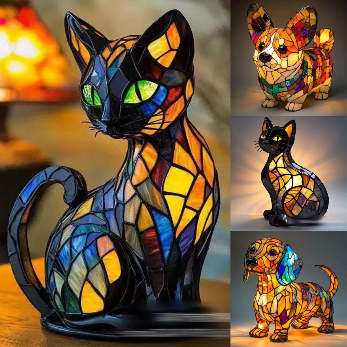 ✨🎉【Speciální nabídka🔥】LED noční světlo ve tvaru zvířete, kreativní pryskyřičná dekorace