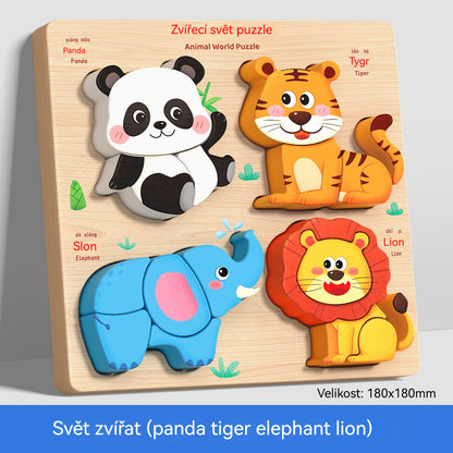 🧩✨【1 sada, 18x18 cm, 8 tém】Montessori 3D drevené puzzle pre deti 1–6 rokov – rozvoj logického myslenia a jemnej motoriky.