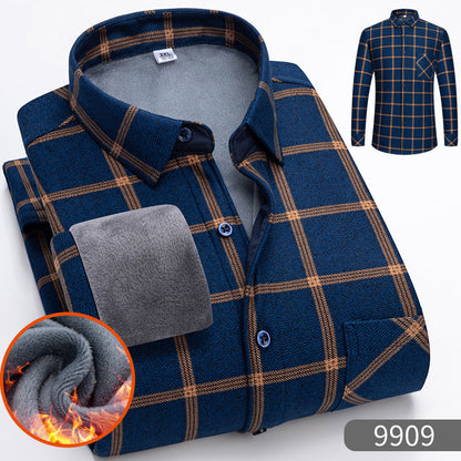 🔥👔【Разпродажба с ограничено време -50% отстъпка】Мъжка топла риза с поларена подплата за есен и зима