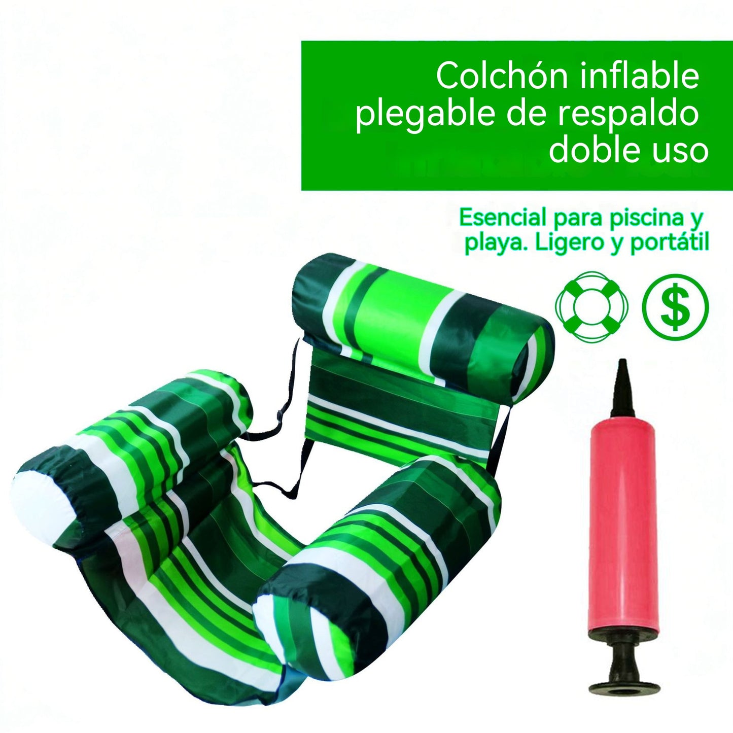 💦📢 Sofá inflable para piscina - Asiento plegable con respaldo para juegos acuáticos