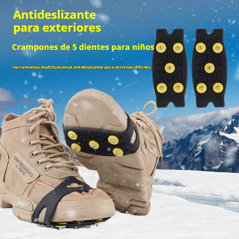👴🚶🏔️❄️Compra cuatro y llévate cuatro gratis🔥Eslingas de crampones antideslizantes invisibles de 5 dientes, crampones para exteriores